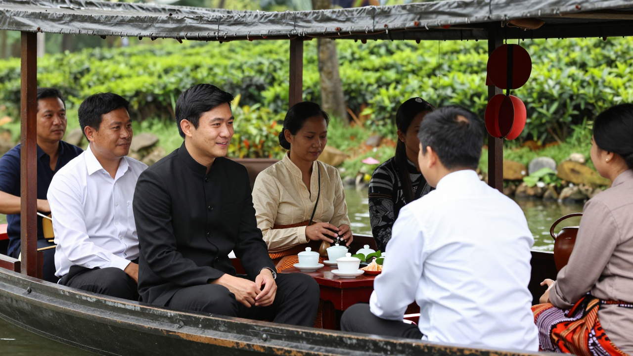 Đại sứ các nước trải nghiệm văn hóa trà Thái Nguyên trên chuyến tàu di sản.