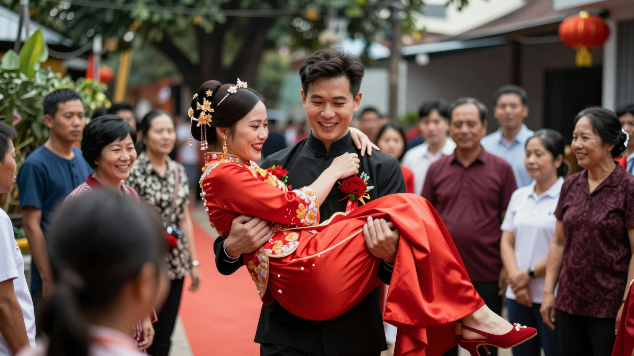 Đám cưới rước dâu bằng vài bước chân ở Đồng Tháp