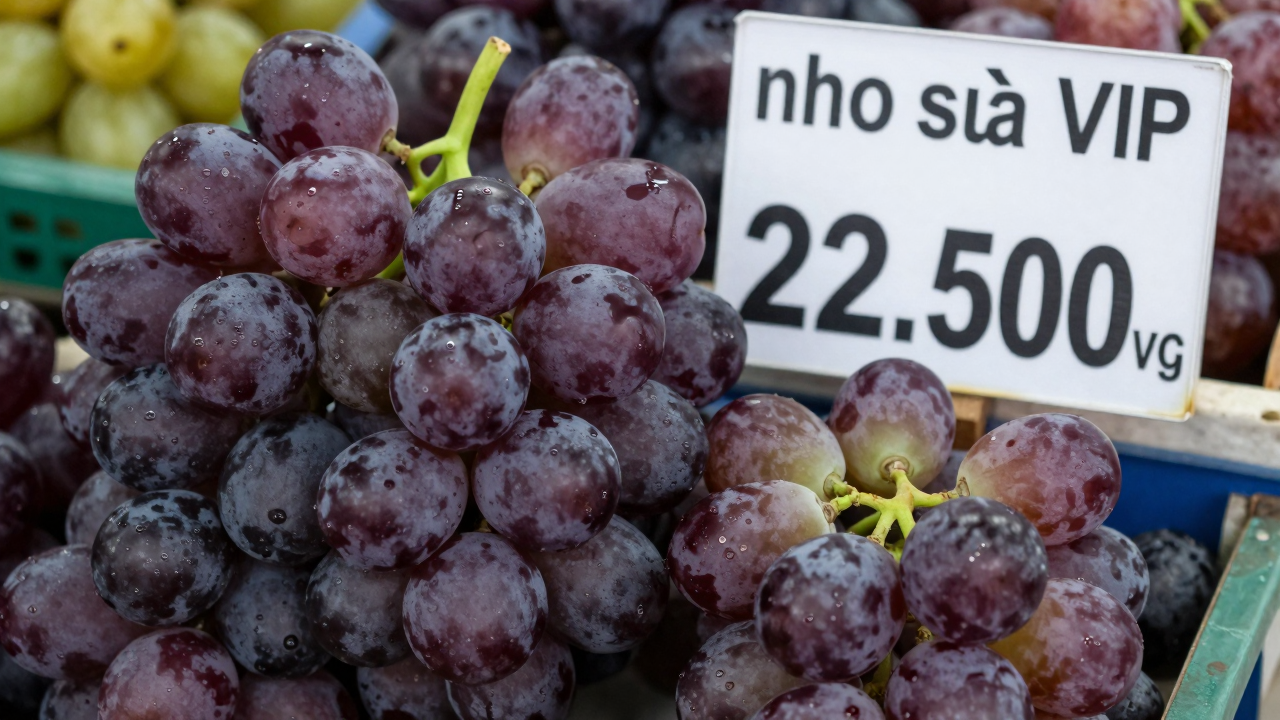 Minh họa nho sữa không hạt giá 22.500 đồng/kg được rao bán trên thị trường