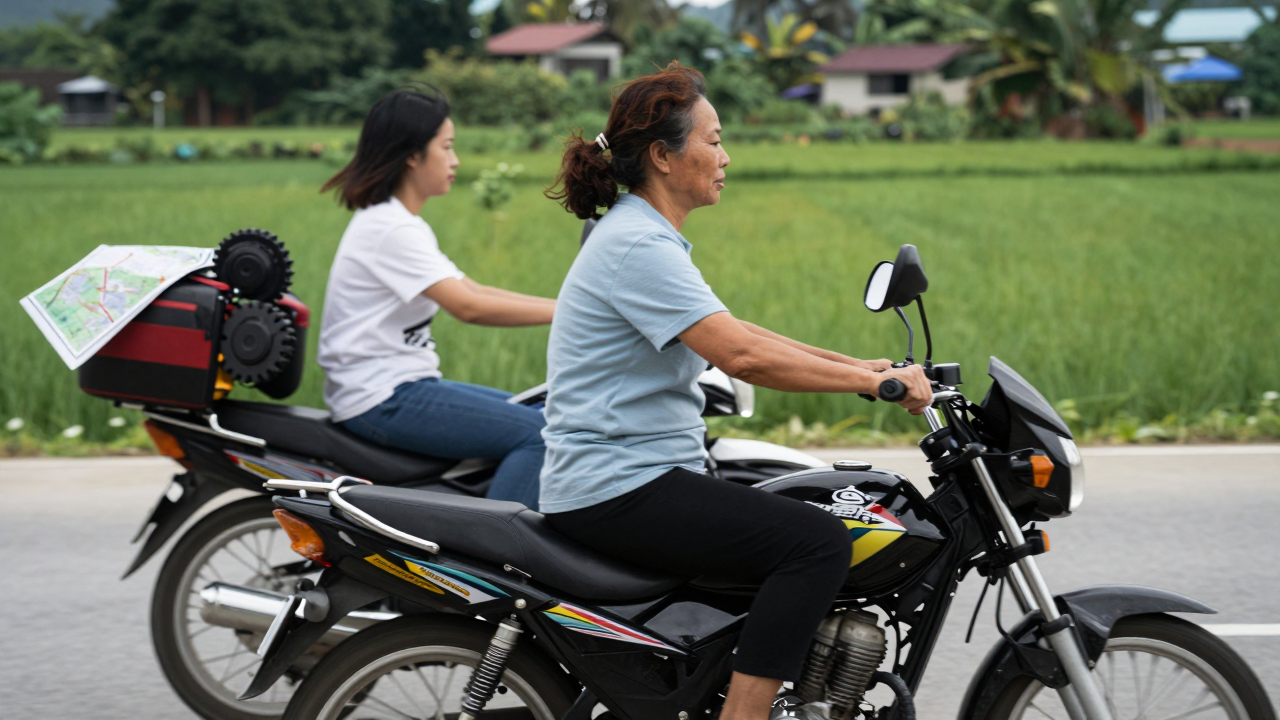 Mẹ U60 và con gái lái mô tô phân khối lớn đi xuyên Việt