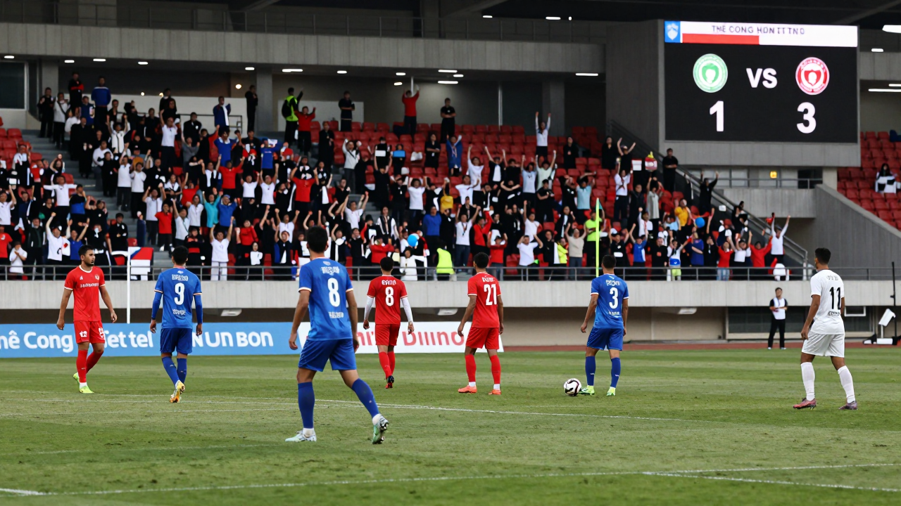Trận đấu giữa Thể Công Viettel và Nam Định, tỷ số 1-3.