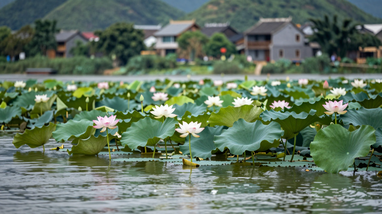 Hoa súng nở rộ trên sông Ngô Đồng