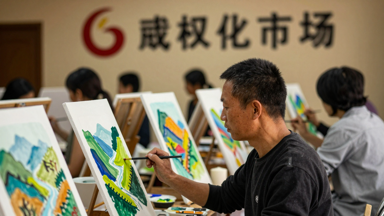 Người dân tham gia lớp vẽ tranh phong cảnh địa phương ở một vùng quê.