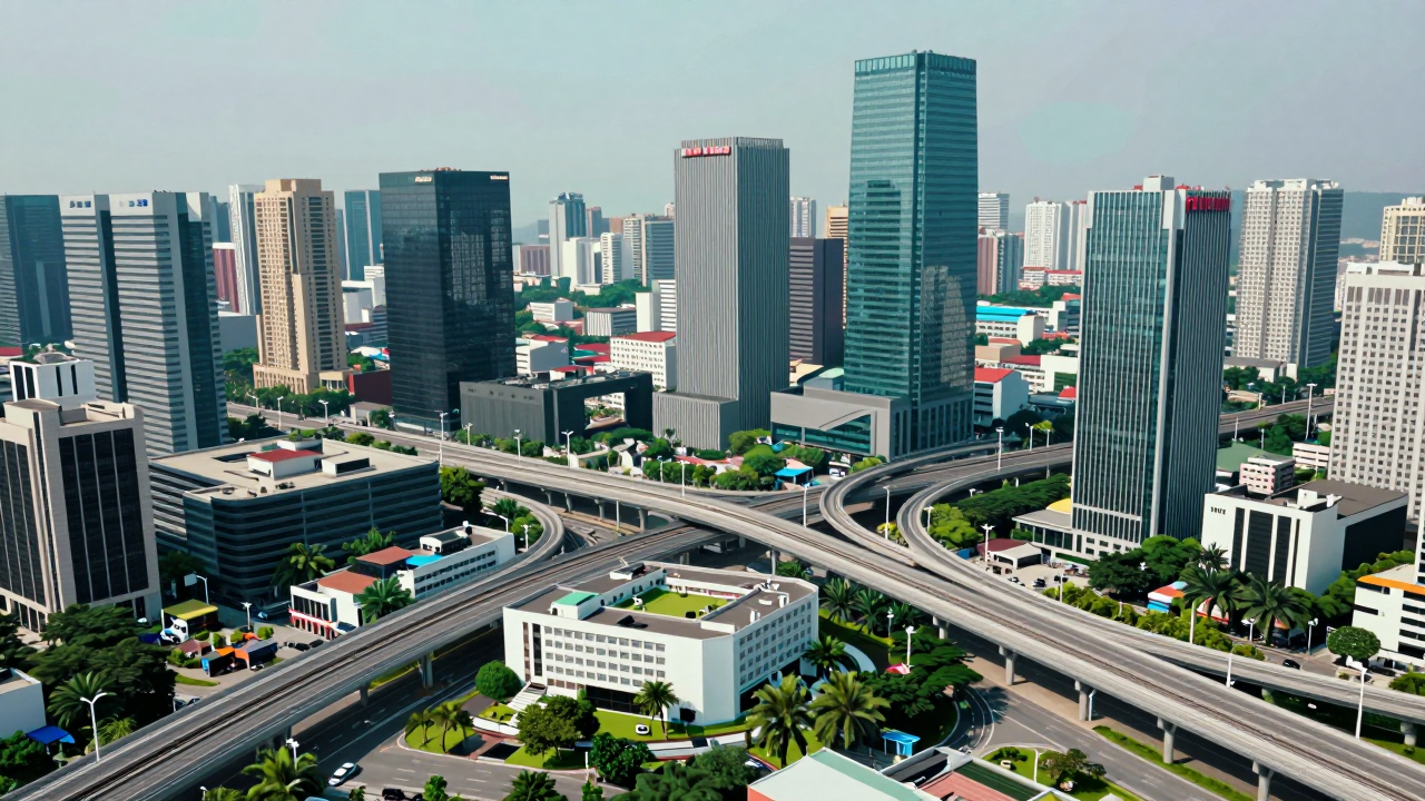 Minh họa quy hoạch đô thị đa cực với các trung tâm được kết nối bằng đường sắt.