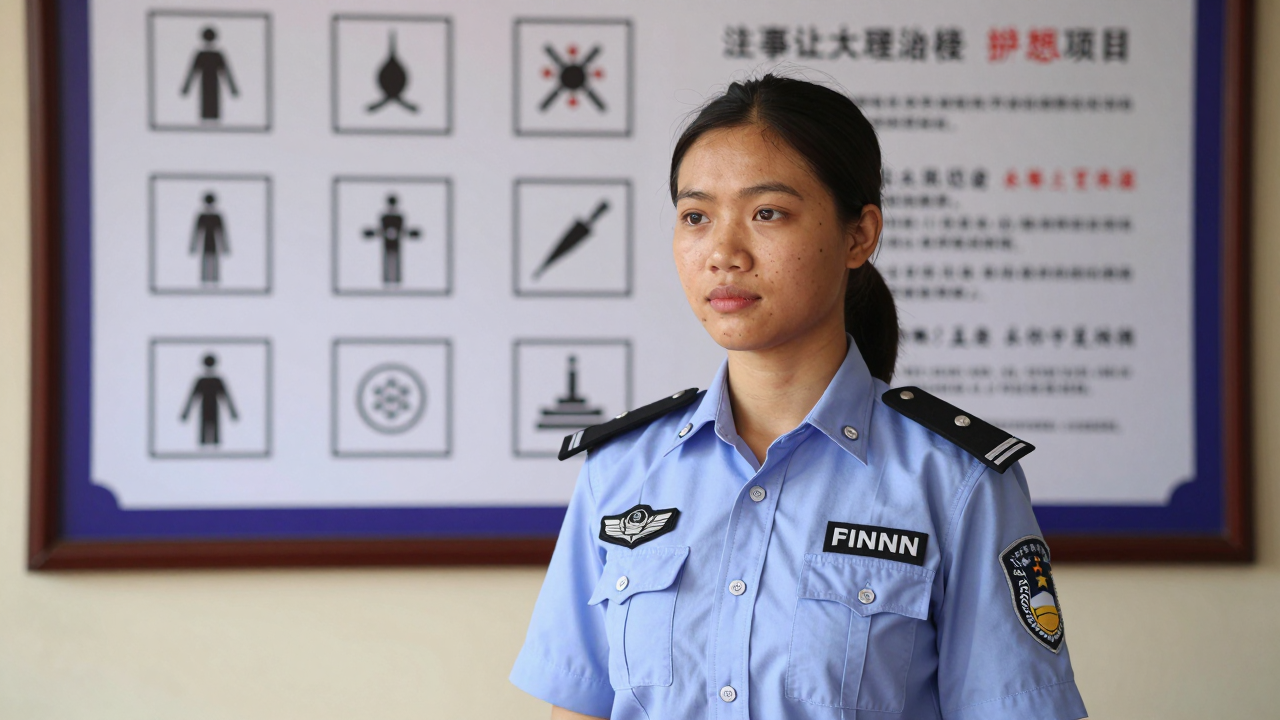 Minh họa nữ cán bộ công an tham gia tuyên truyền pháp luật và hoạt động cộng đồng