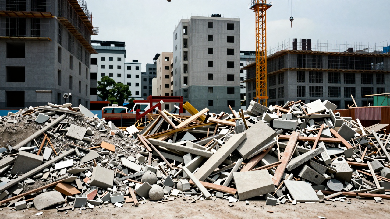 Minh họa chất thải xây dựng tại một công trường ở Hà Nội