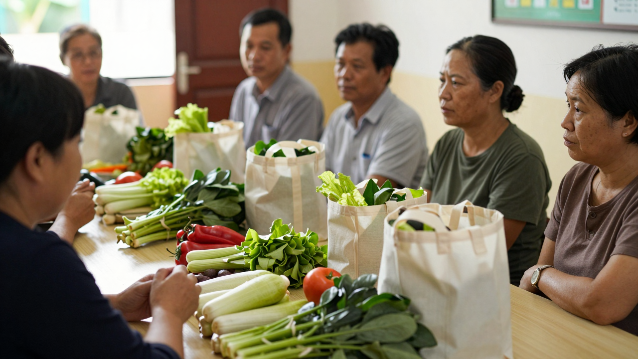 Minh họa buổi tập huấn về thực phẩm sạch và tiêu dùng xanh