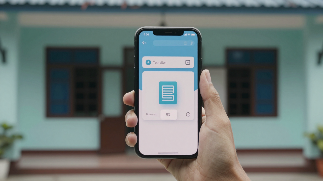 Minh họa điện thoại với biểu tượng hồ sơ sức khỏe điện tử tại một phường ở Đồng Tháp