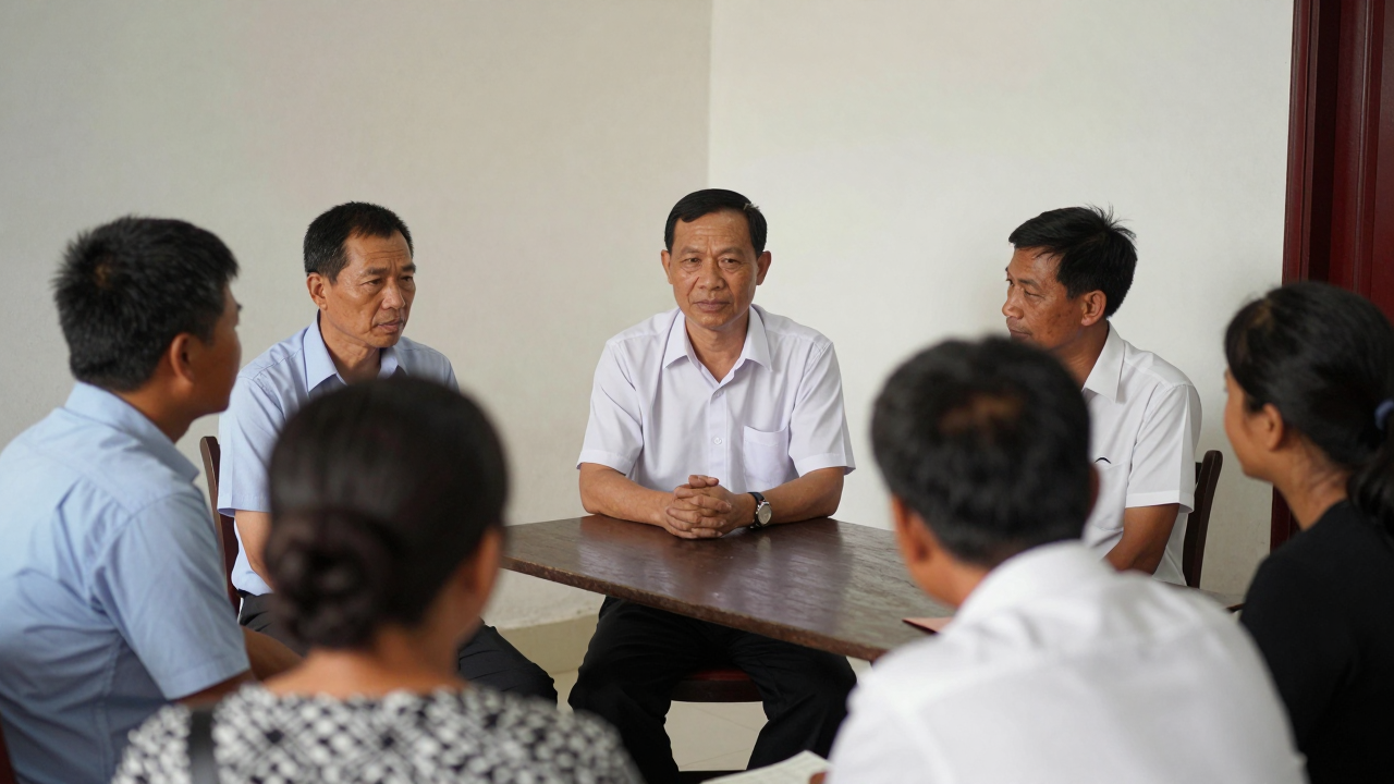 Minh họa buổi tiếp xúc cử tri tại hội trường địa phương