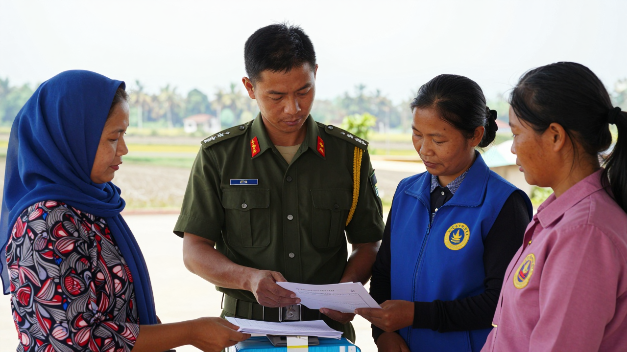 Minh họa đại diện đồn biên phòng và hội phụ nữ phối hợp hỗ trợ học sinh ở Đắk Lắk