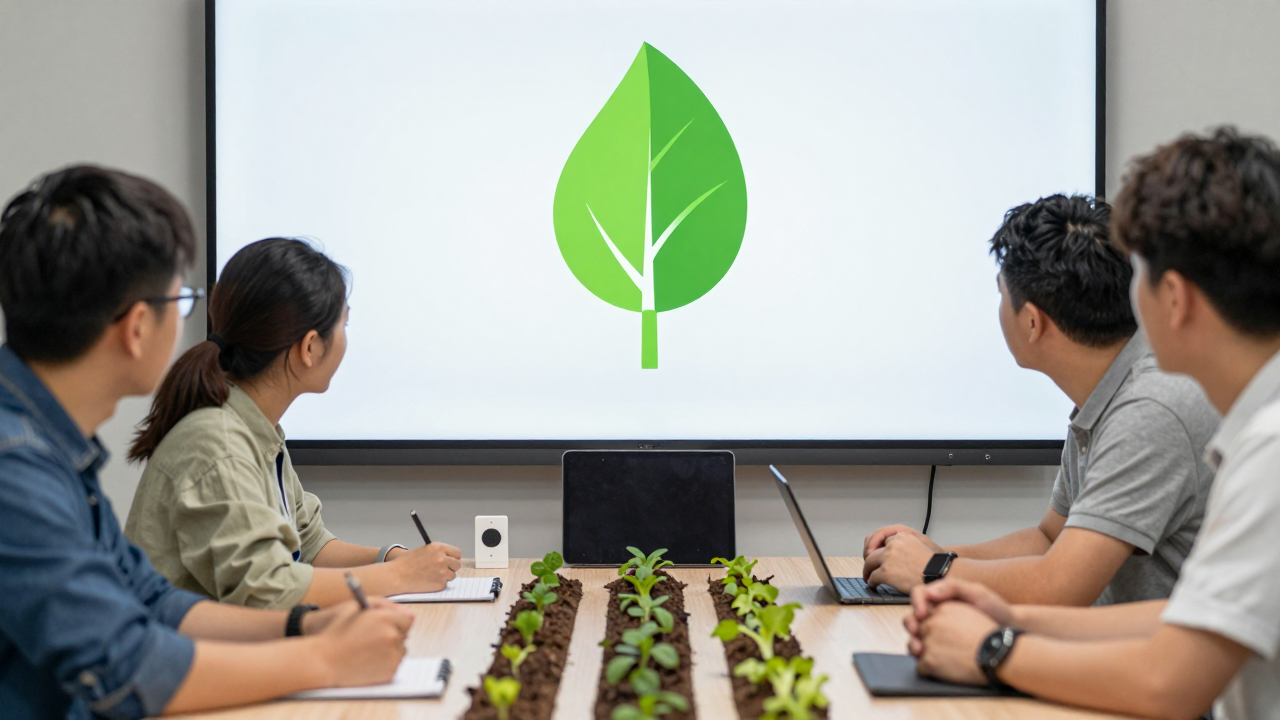 Minh họa cuộc họp hợp tác xã nông nghiệp với chủ đề sản xuất hữu cơ và công nghệ cao
