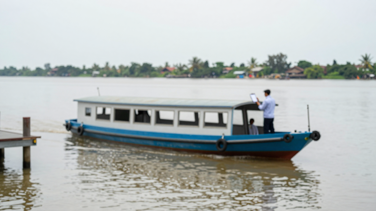 Minh họa thuyền chở khách bên bến sông, gợi việc rà soát an toàn vận tải thủy ở An Giang.