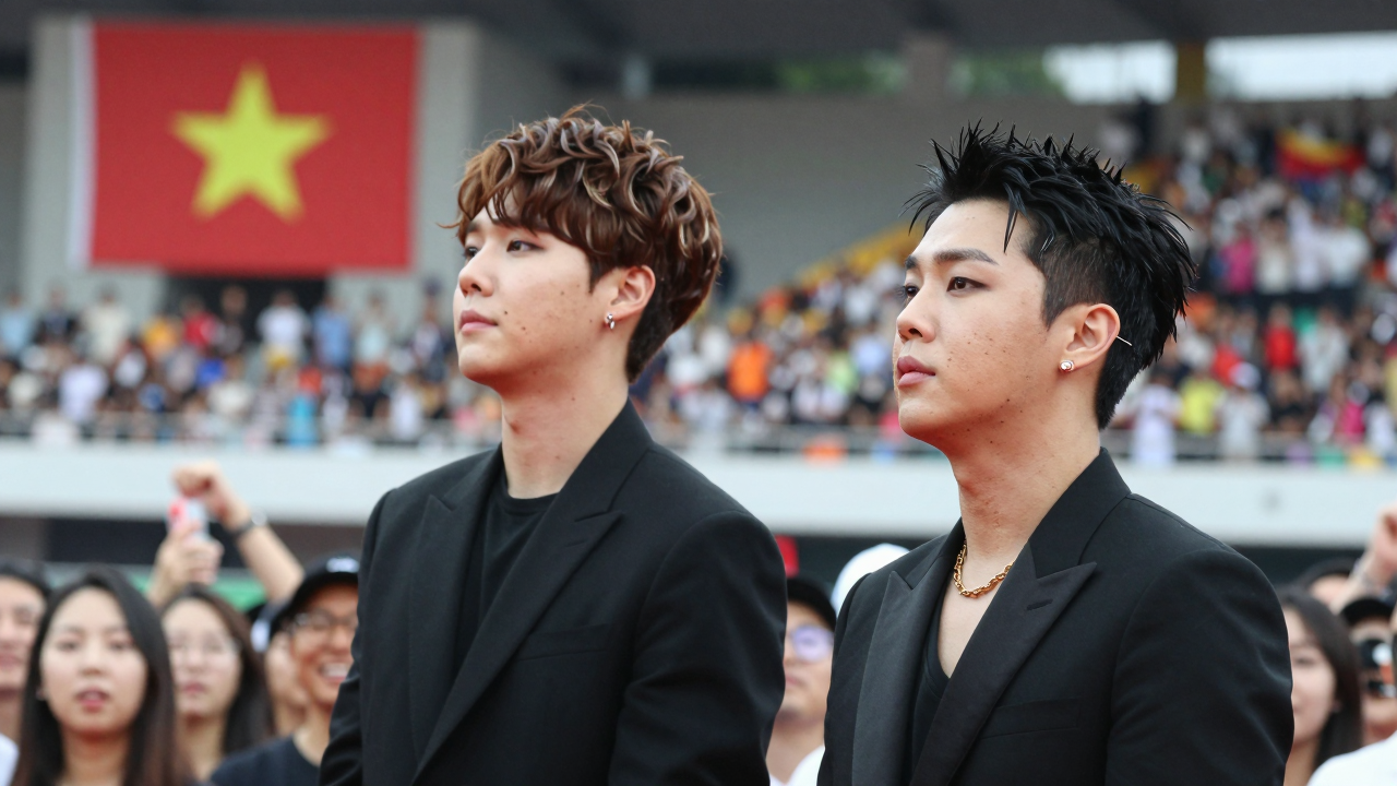 Hình ảnh minh họa Taeyang và BIGBANG biểu diễn tại sân vận động Mỹ Đình, Hà Nội.