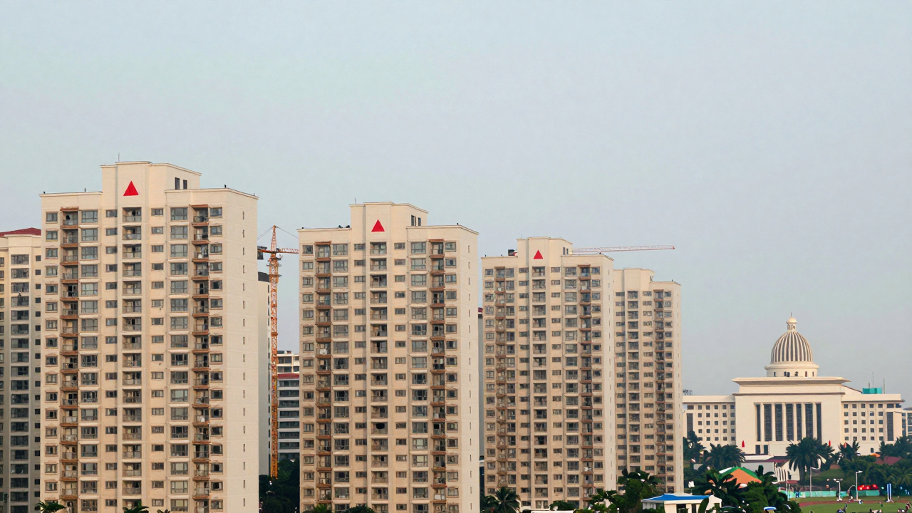 Minh họa phẳng các khối chung cư cao tầng ở Hà Nội, một số công trình được đánh dấu để phân loại xử lý