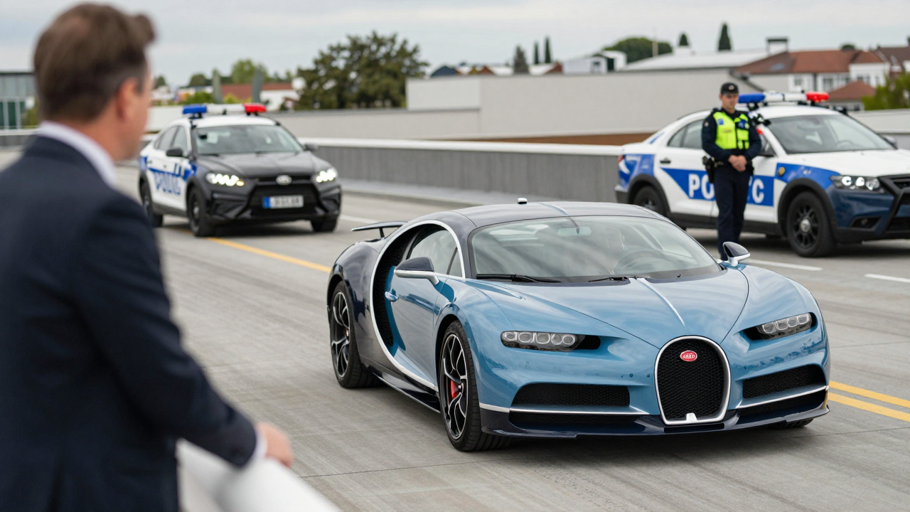 Siêu xe Bugatti Chiron bị trộm tại Croatia, đang được cảnh sát Áo chặn lại.