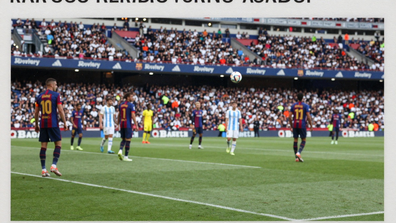 Trận đấu giữa Barcelona và Alaves tại sân vận động với cầu thủ đang thi đấu và khán giả trong sân.