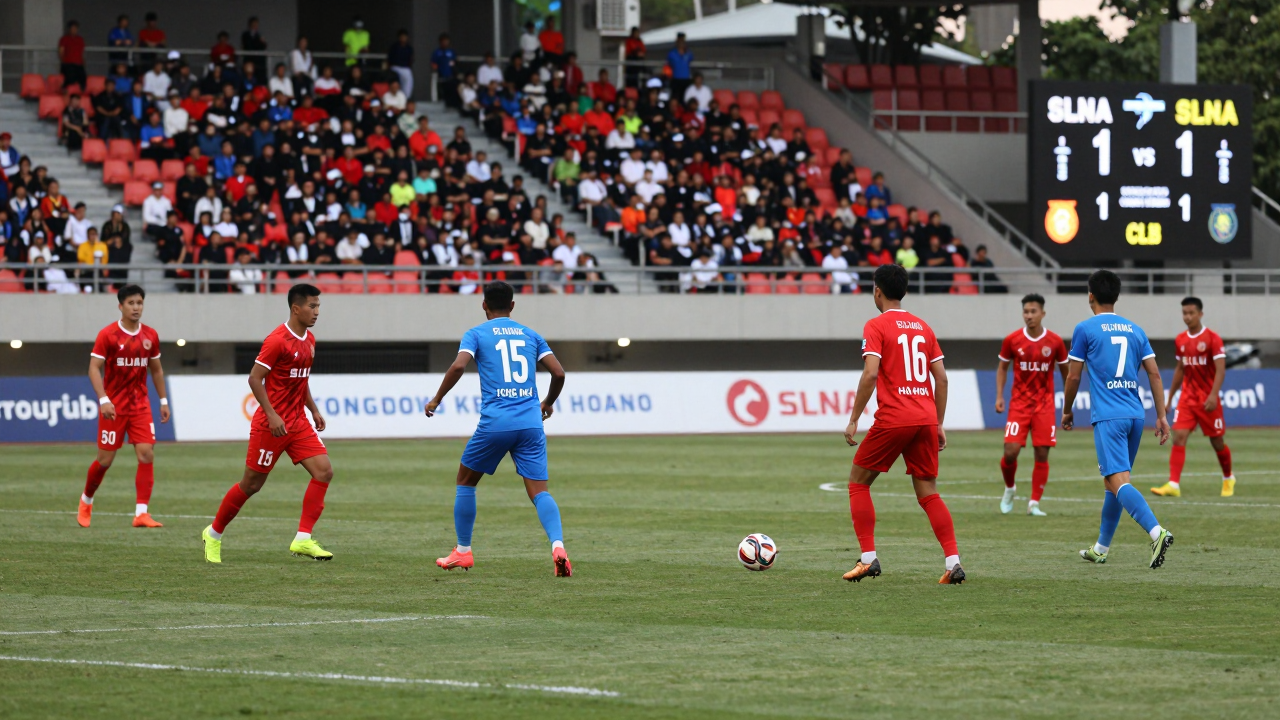 Trận đấu giữa SLNA và CLB Công an Hà Nội kết thúc với tỷ số 1-1.