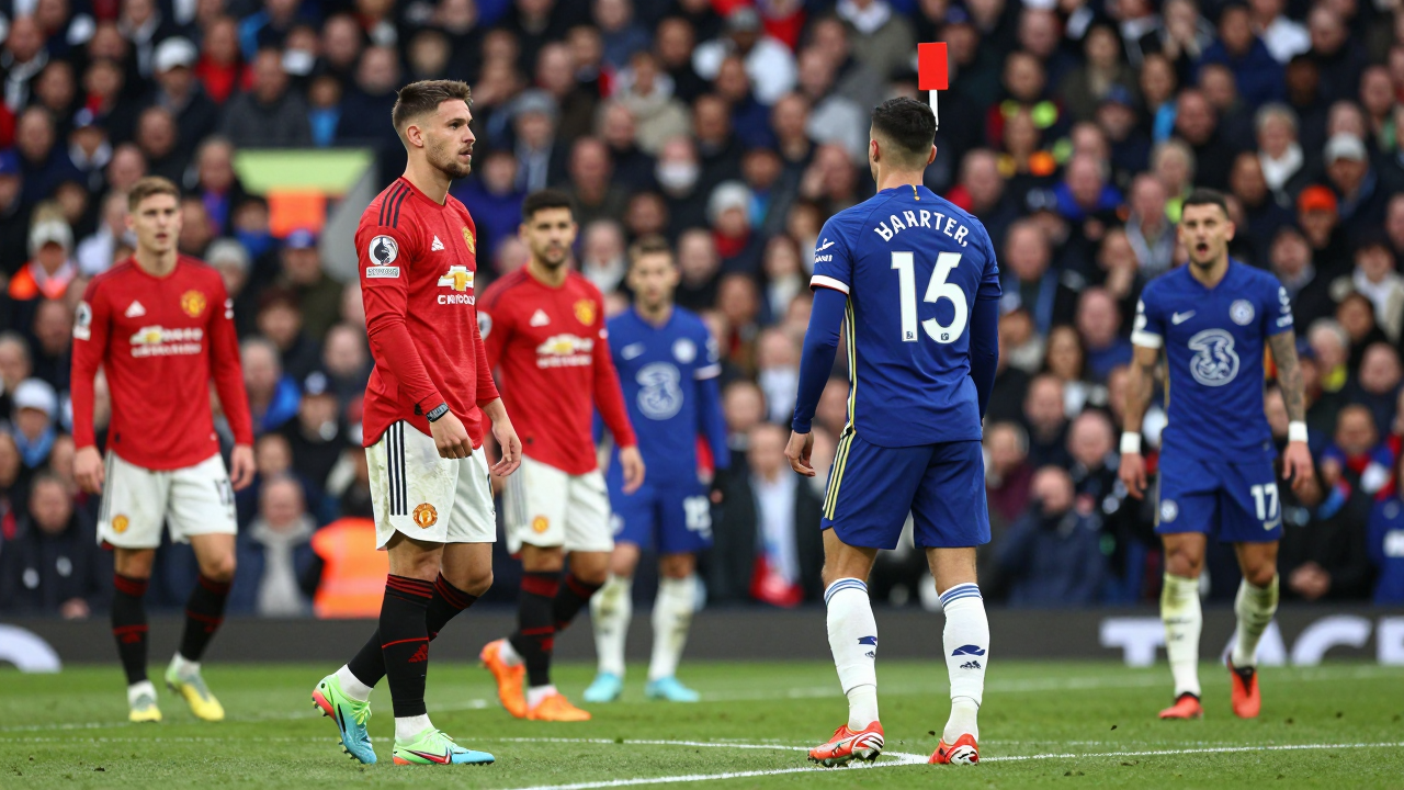 Trận đấu giữa M.U và Chelsea, Lisandro Martinez nhận thẻ đỏ