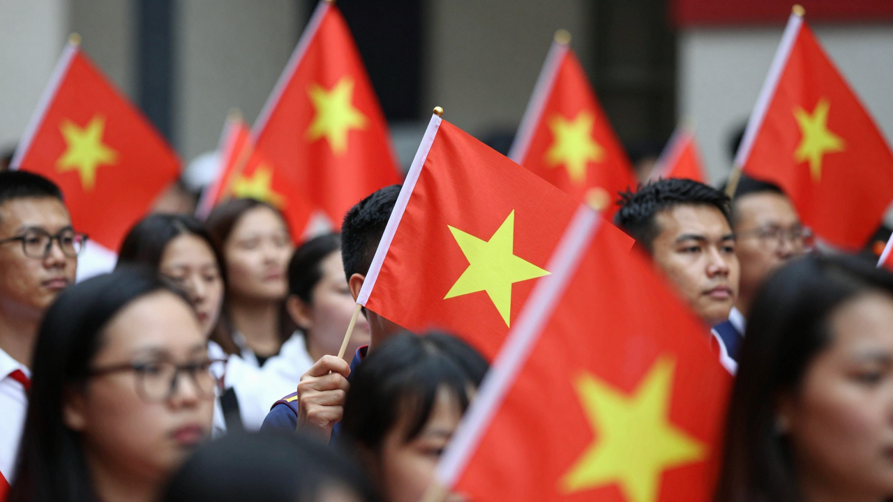 Hình ảnh biểu tượng của Ngày hội Đại đoàn kết toàn dân tộc tại châu Âu với sự tham gia của bà con kiều bào.