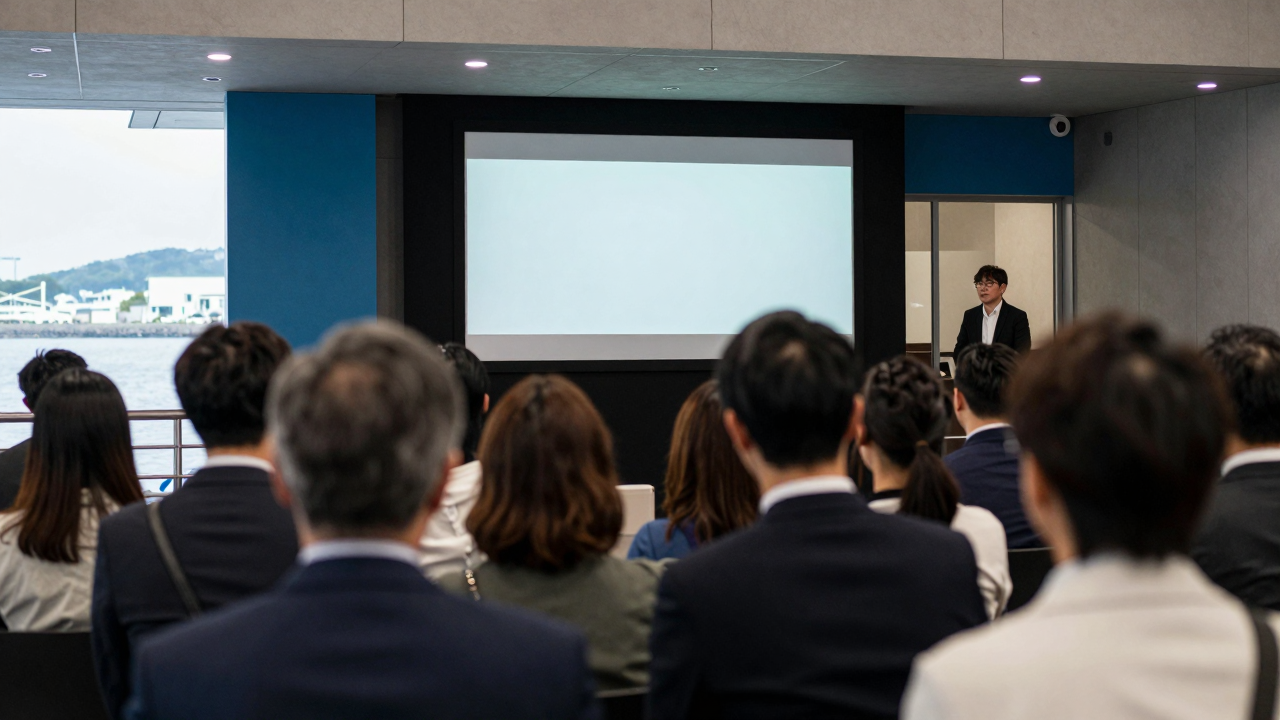 Minh họa đoàn công tác tới một sự kiện nội dung điện ảnh quốc tế ở Tokyo.