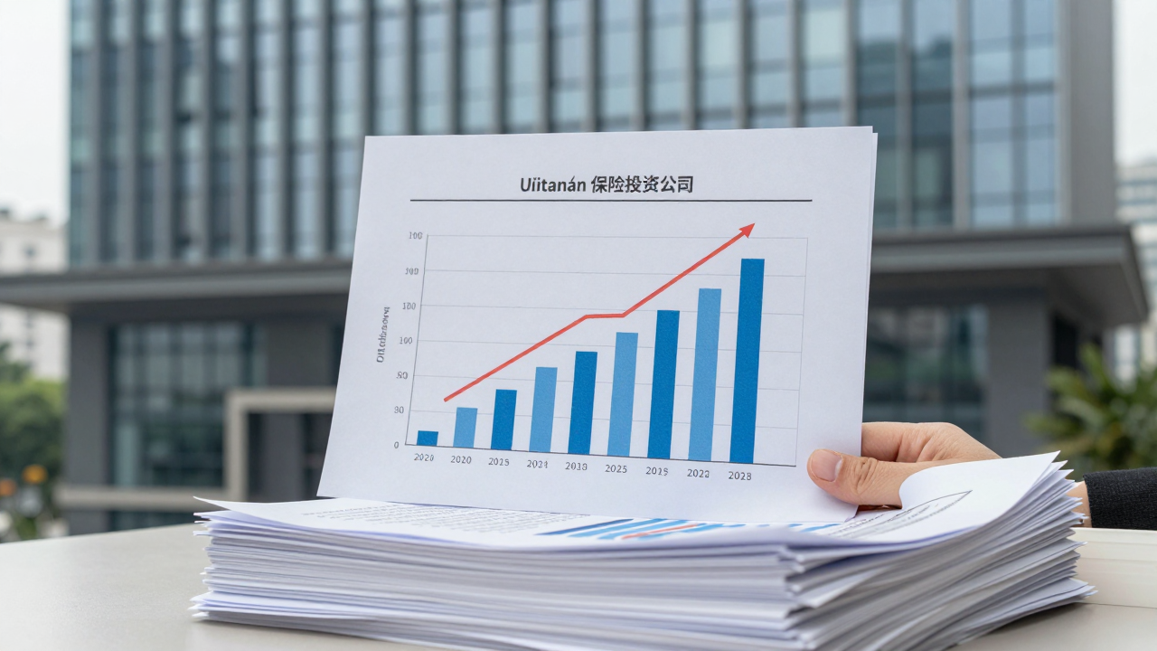 Minh họa biểu đồ tài chính và hồ sơ đang chờ xác minh bên cạnh tòa nhà văn phòng.