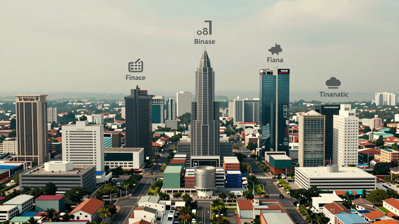 Minh họa thành phố với năm cụm hoạt động kinh tế khác nhau