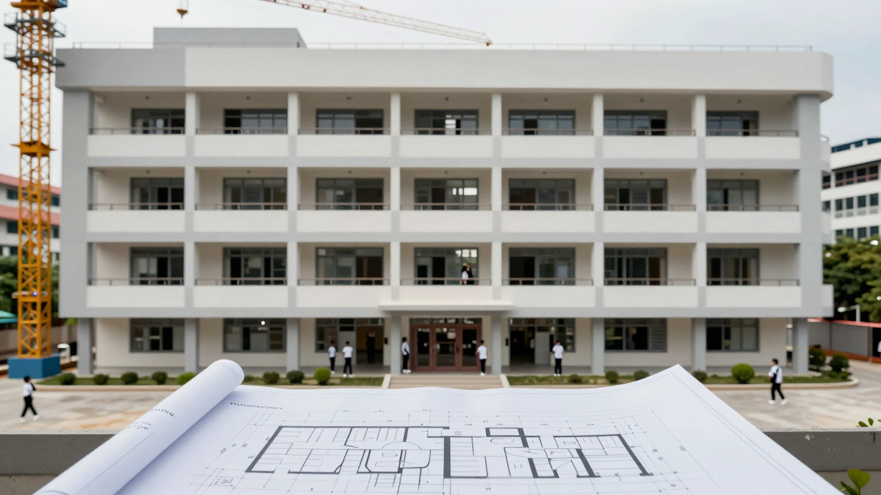 Minh họa trường THCS mới đang được xây dựng tại phường Vườn Lài
