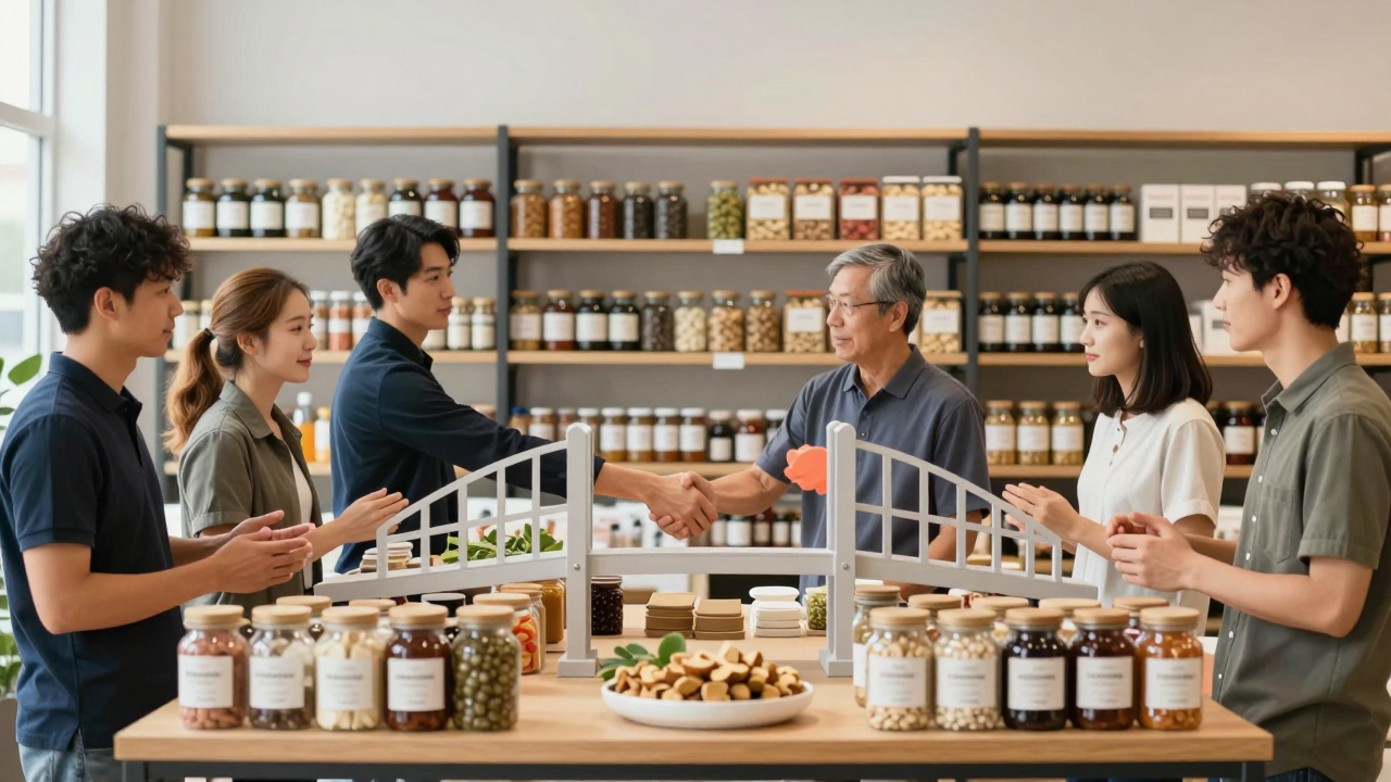 Minh họa nhà sản xuất địa phương kết nối với nhà phân phối hiện đại