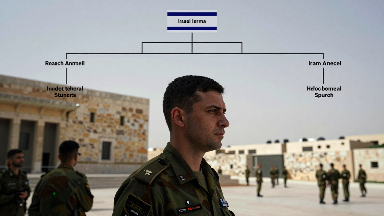 Minh họa trừu tượng về chính trị Israel và chuỗi chỉ huy quân đội