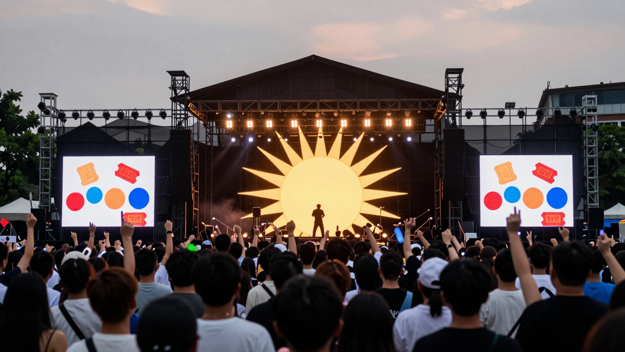 Minh họa sân vận động rực sáng trong đêm concert của Tùng Dương