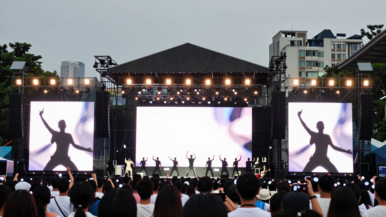 Minh họa concert K-pop đông khán giả tại sân vận động ở Hà Nội