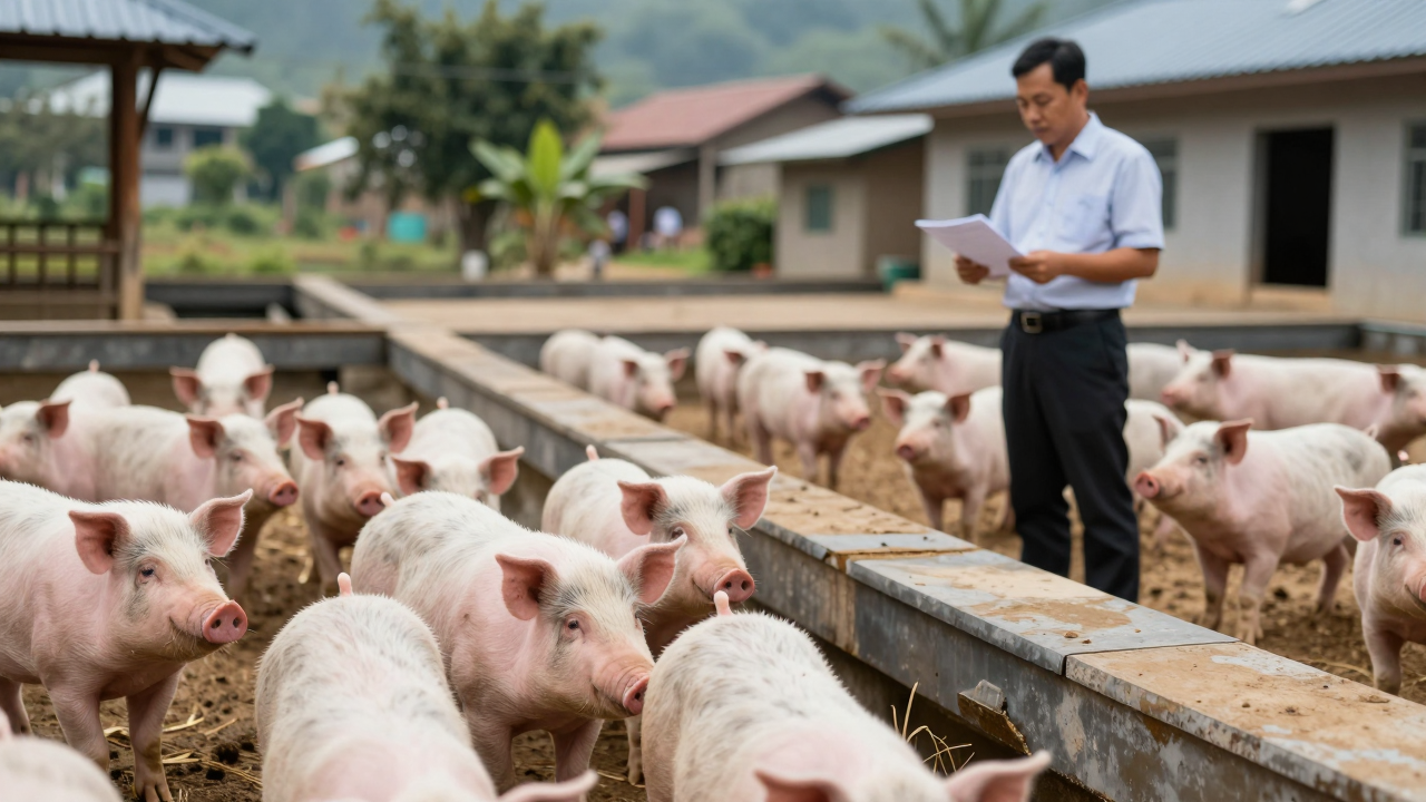 Minh họa cơ sở chăn nuôi heo ở vùng nông thôn và vấn đề môi trường