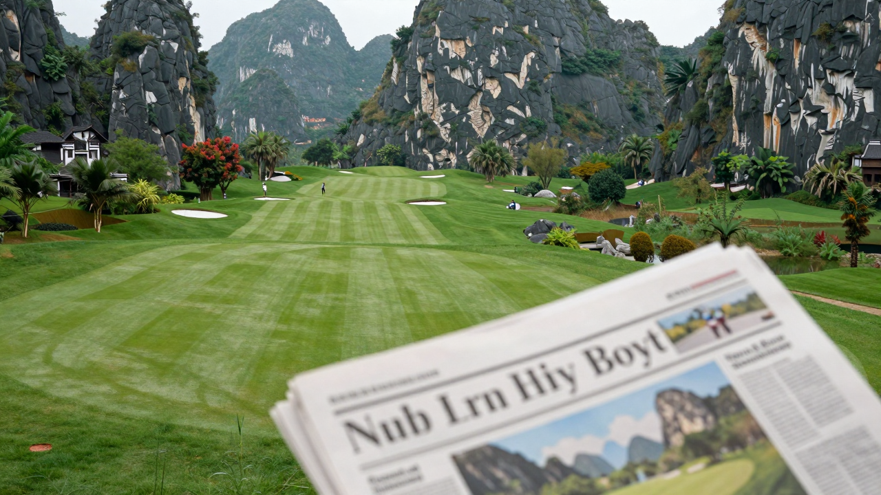 Minh họa sân golf giữa những dãy núi đá vôi ở Ninh Bình