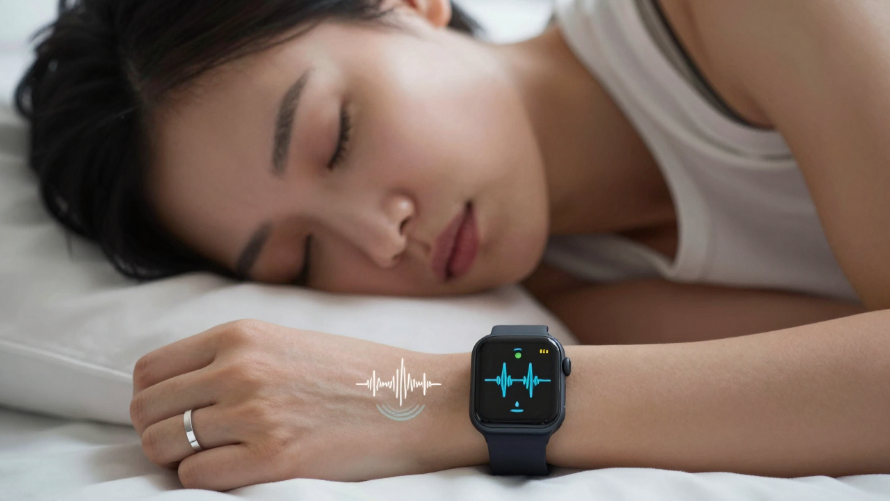 Minh họa thiết bị đeo theo dõi nhịp thở trong lúc ngủ