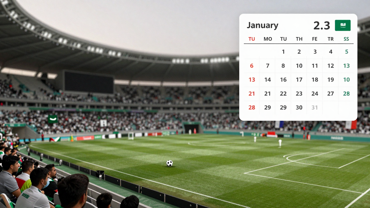 Minh họa lịch thi đấu Asian Cup 2027 trên sân bóng tại Saudi Arabia