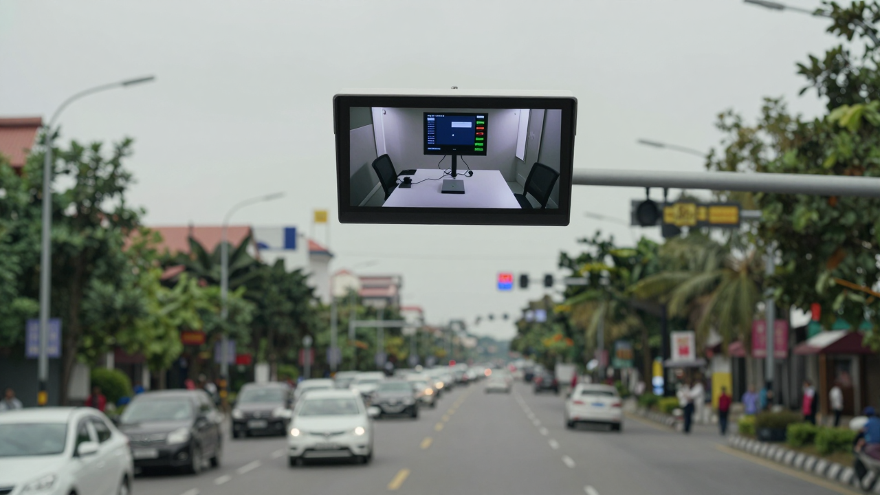 Minh họa camera giám sát giao thông trên đường phố Cần Thơ