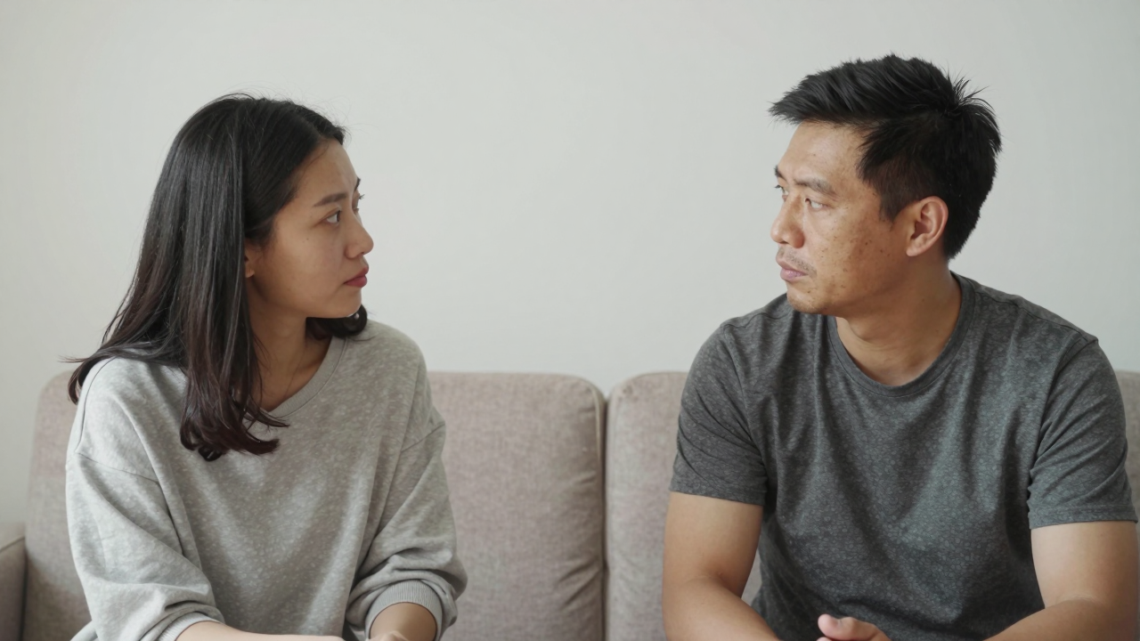 Minh họa hai người trao đổi về chuyện kết hôn và điều kiện kinh tế.